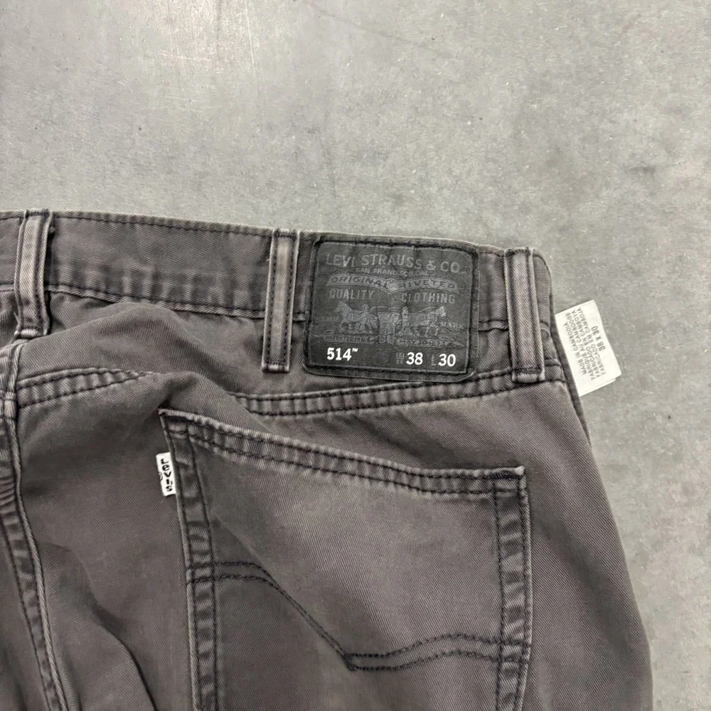 Levis 514 Straight Fit Gray Pants Mens 38x30 Faded Cotton Trousers